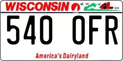 WI license plate 540OFR