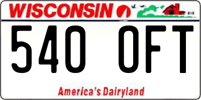 WI license plate 540OFT