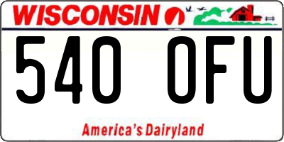 WI license plate 540OFU