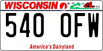 WI license plate 540OFW