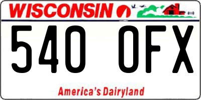 WI license plate 540OFX