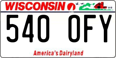 WI license plate 540OFY