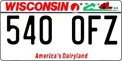 WI license plate 540OFZ