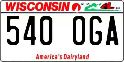 WI license plate 540OGA