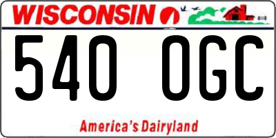WI license plate 540OGC