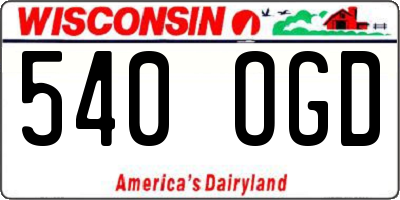 WI license plate 540OGD