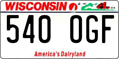WI license plate 540OGF