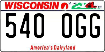 WI license plate 540OGG