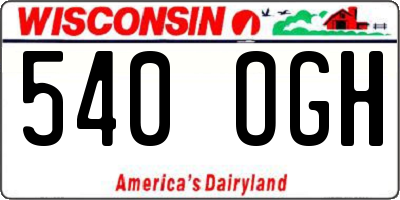 WI license plate 540OGH