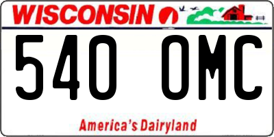 WI license plate 540OMC