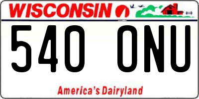 WI license plate 540ONU