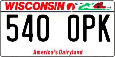 WI license plate 540OPK