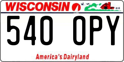 WI license plate 540OPY