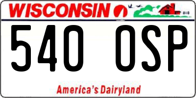 WI license plate 540OSP