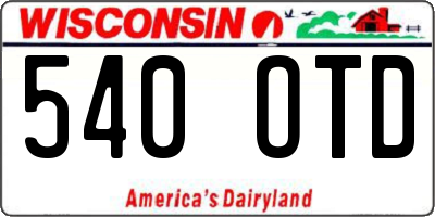 WI license plate 540OTD