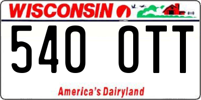 WI license plate 540OTT