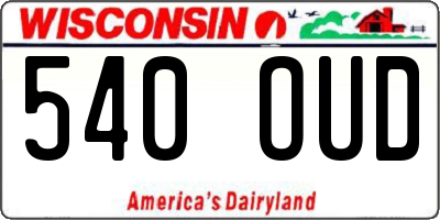 WI license plate 540OUD