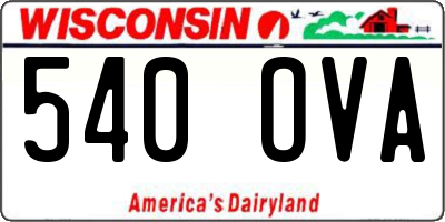WI license plate 540OVA