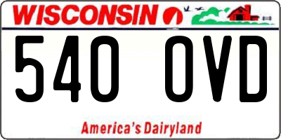 WI license plate 540OVD
