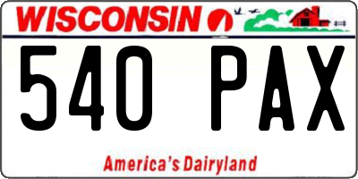 WI license plate 540PAX