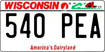 WI license plate 540PEA