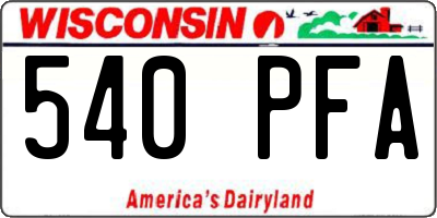 WI license plate 540PFA