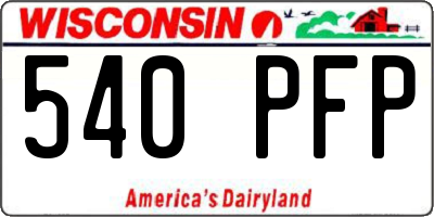 WI license plate 540PFP
