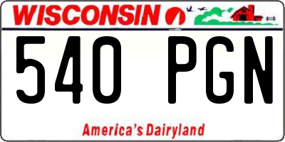 WI license plate 540PGN