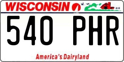 WI license plate 540PHR