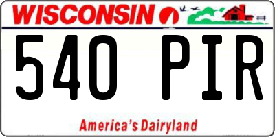 WI license plate 540PIR