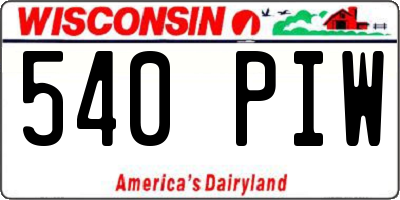 WI license plate 540PIW