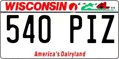 WI license plate 540PIZ
