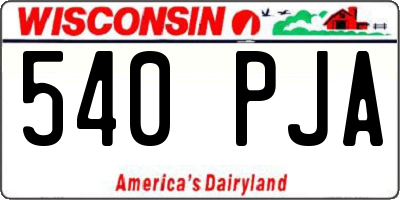 WI license plate 540PJA