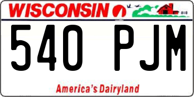 WI license plate 540PJM