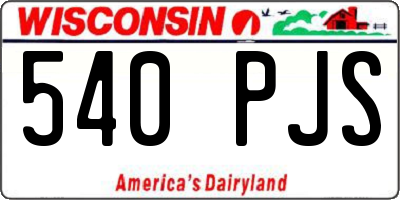 WI license plate 540PJS