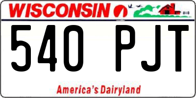 WI license plate 540PJT