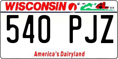 WI license plate 540PJZ