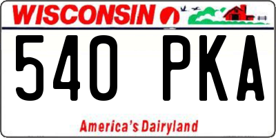 WI license plate 540PKA