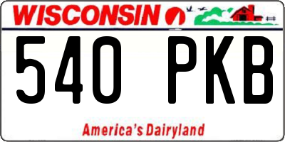 WI license plate 540PKB