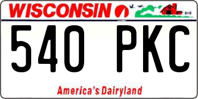 WI license plate 540PKC
