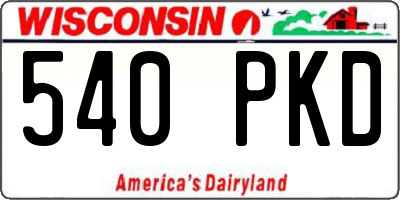 WI license plate 540PKD