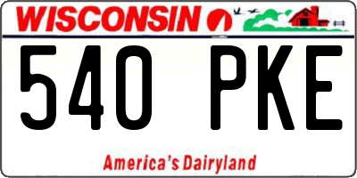 WI license plate 540PKE