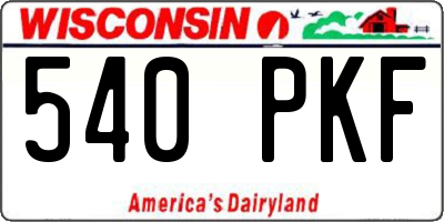 WI license plate 540PKF