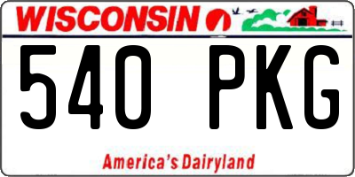 WI license plate 540PKG