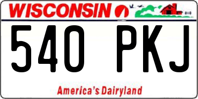 WI license plate 540PKJ