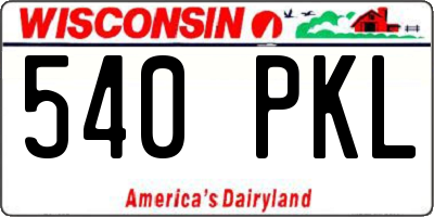 WI license plate 540PKL