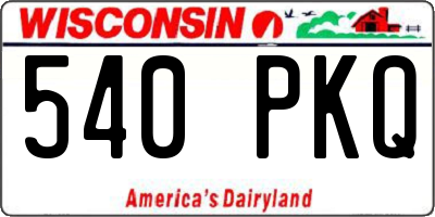 WI license plate 540PKQ