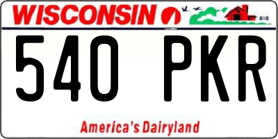 WI license plate 540PKR