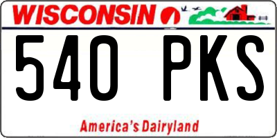 WI license plate 540PKS