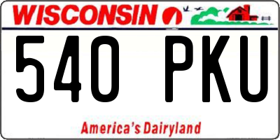 WI license plate 540PKU
